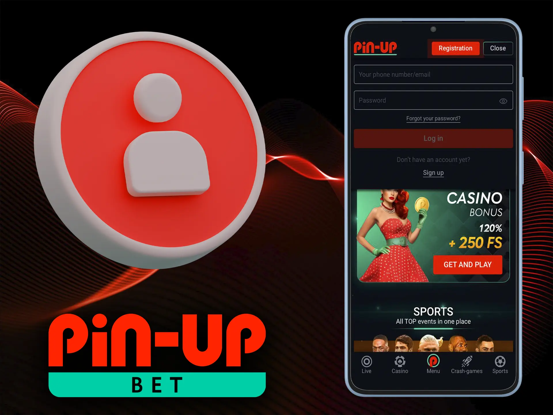 Simply provide your registered email and password to access your Pin Up account.
