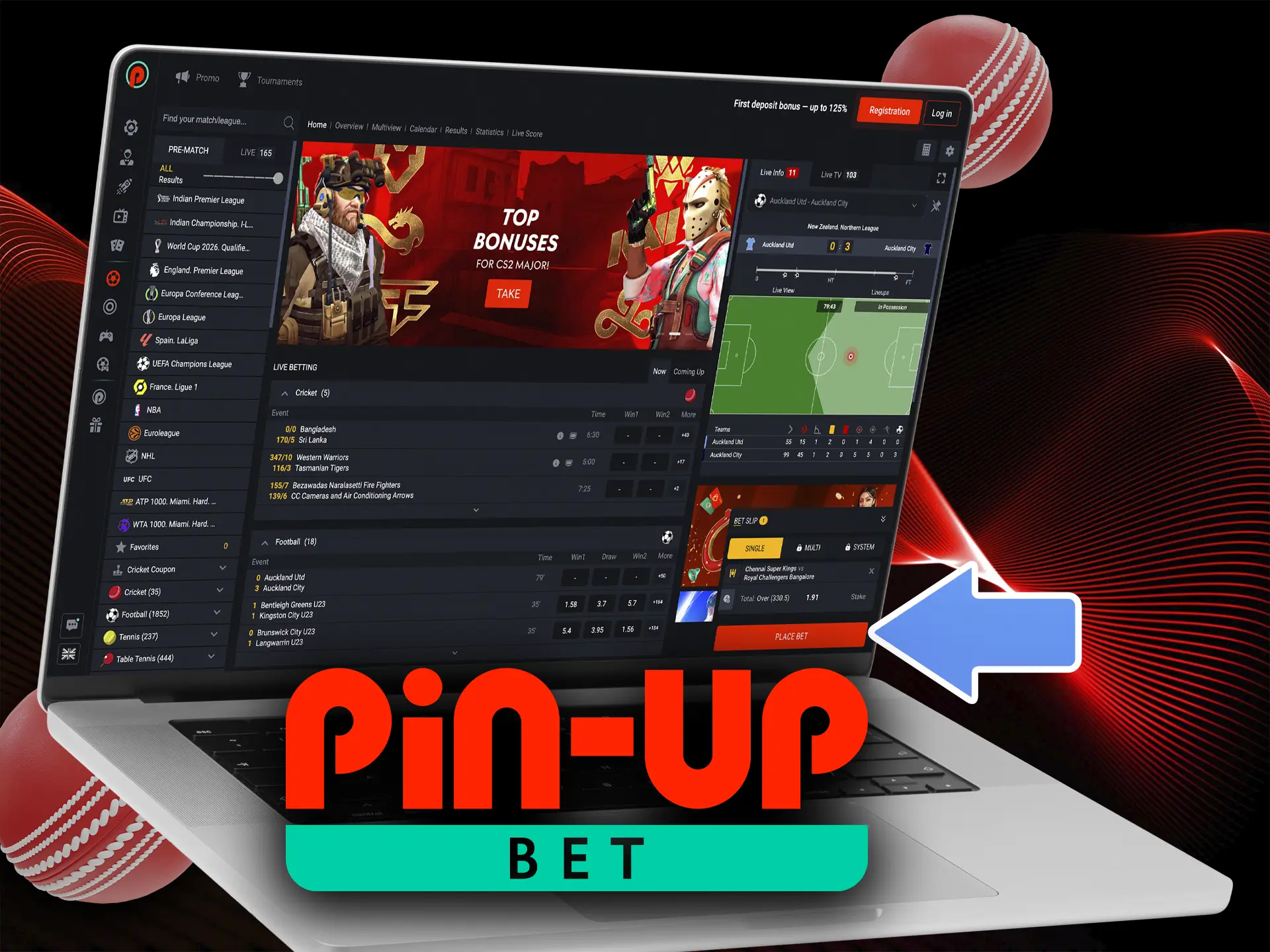 Sign in to your Pin Up account to unlock all the platform's features and start betting on cricket.