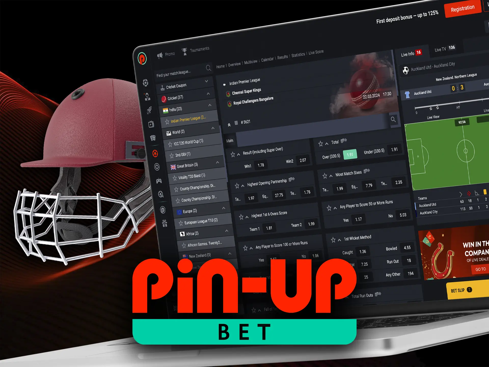 Analyze the available odds and put your cricket expertise to the test with a winning prediction at Pin Up.
