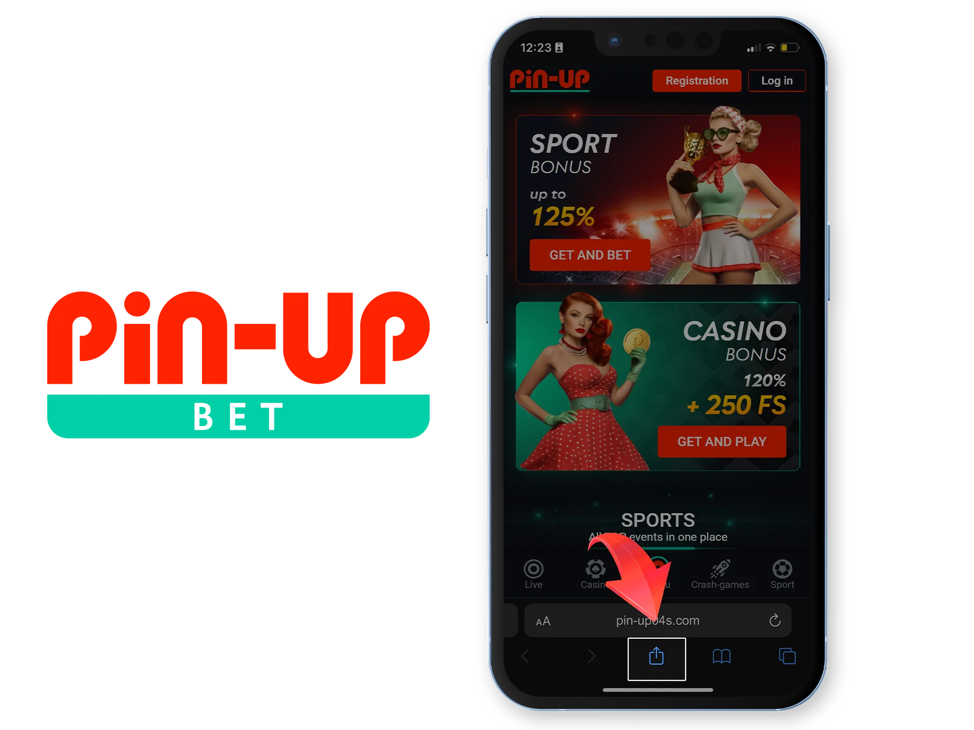 Tap the 'Share' icon in your browser menu.